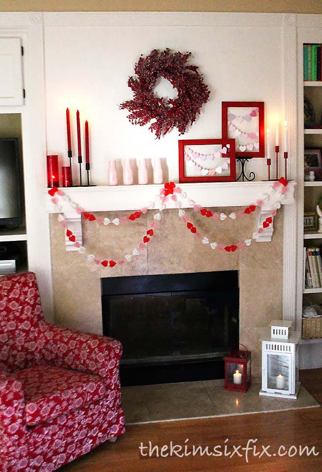 Paper Heart Mantel Decor #valentine #dollarstore #diy #decor #decorhomeideas