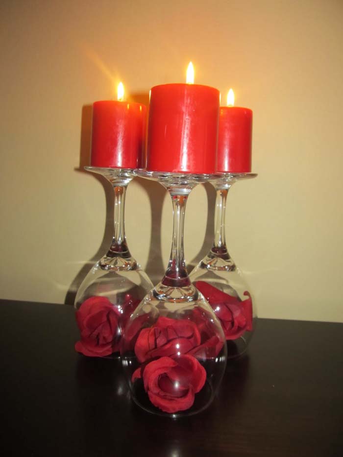 Rose Wine Glass Centerpiece #valentine #dollarstore #diy #decor #decorhomeideas