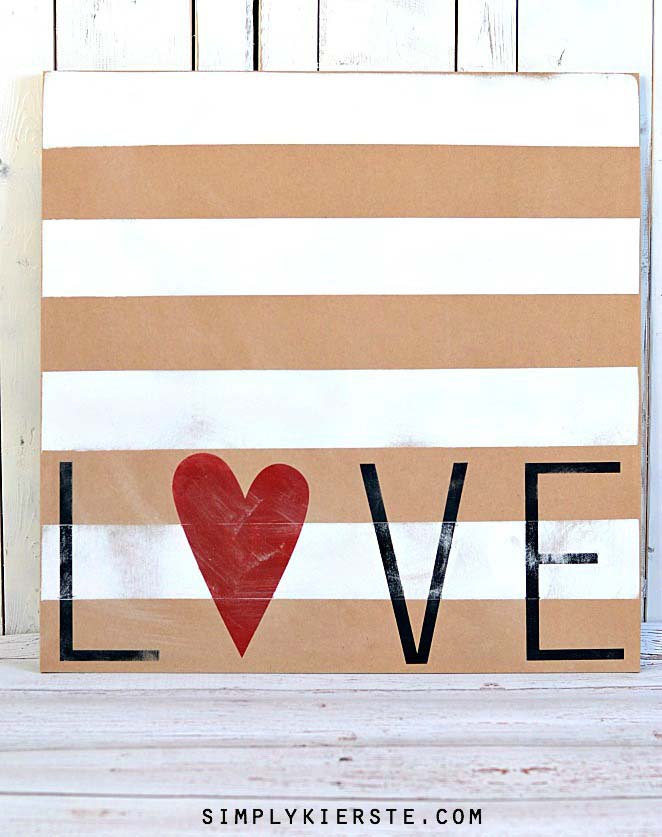 Striped Love Sign #valentine #dollarstore #diy #decor #decorhomeideas