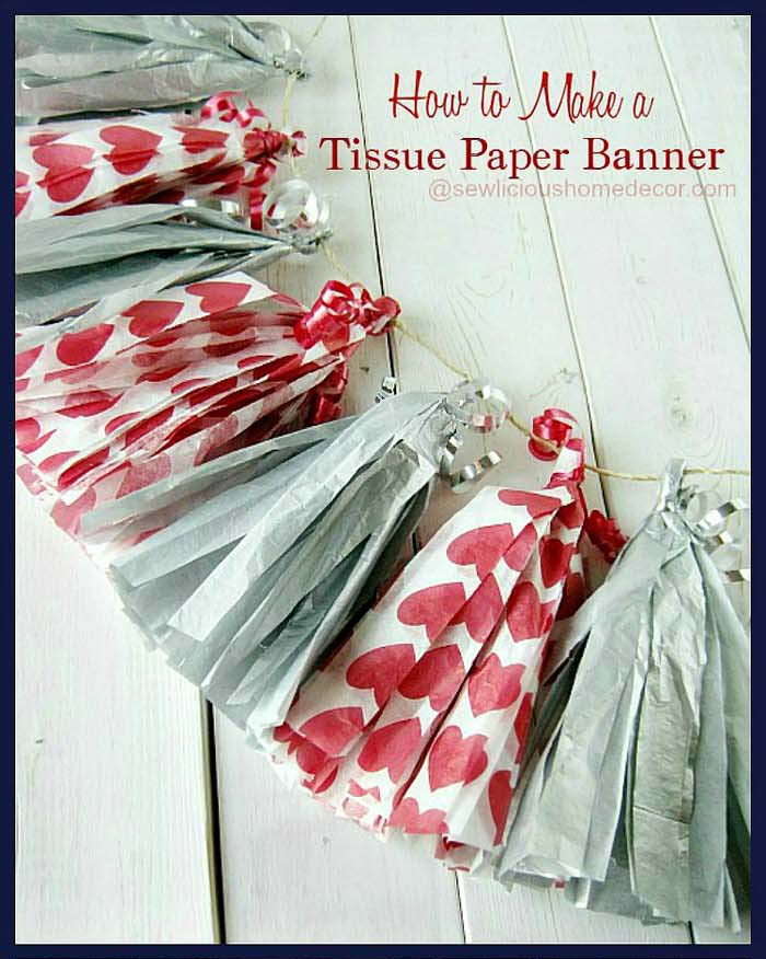 Tissue Paper Valentine’s Day Tassel Garland #valentine #dollarstore #diy #decor #decorhomeideas