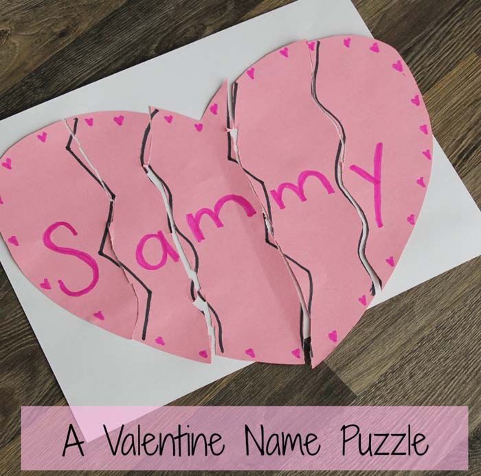 Valentine Name Puzzle #valentine #crafts #kids #decorhomeideas