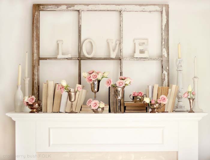 Valentines Day Mantel #valentinesday #rustic #decor #diy #decorhomeideas