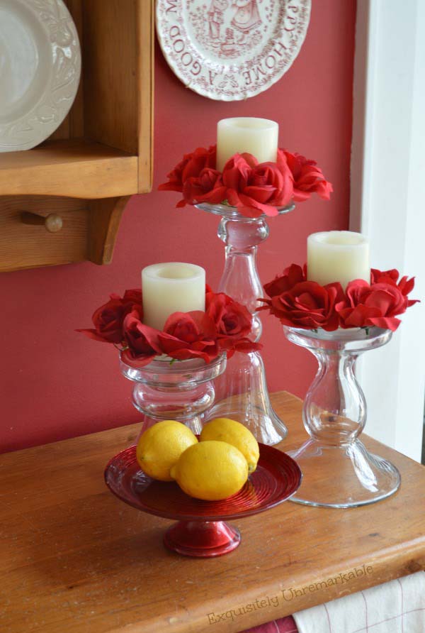 Valentine’s Day Rose Candle Rings #valentine #dollarstore #diy #decor #decorhomeideas