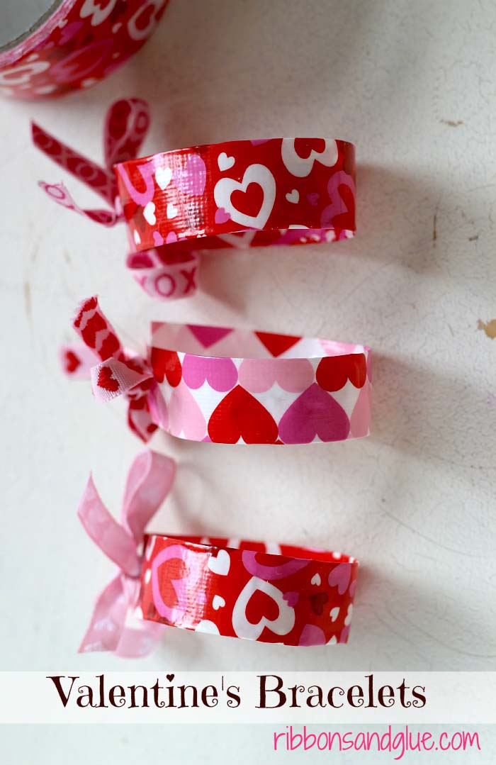 Valentine’s Duct Tape Bracelets #valentine #dollarstore #diy #decor #decorhomeideas