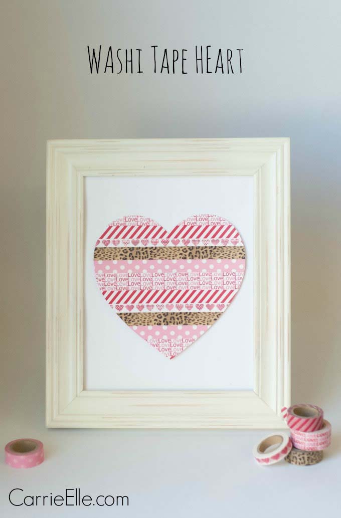 Washi Tape Heart #valentine #dollarstore #diy #decor #decorhomeideas