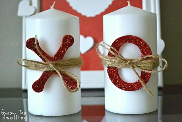 XO Candles #valentine #dollarstore #diy #decor #decorhomeideas