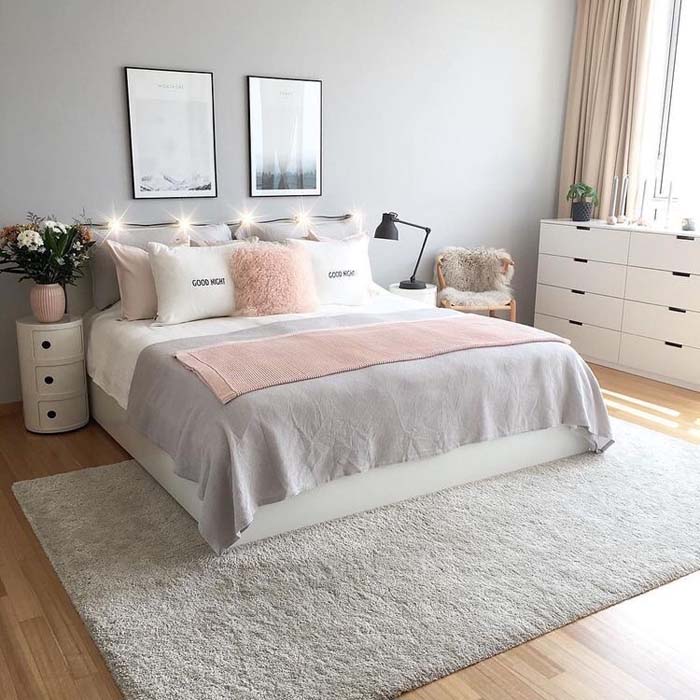 Cozy Bedroom In Pink And White #women #bedroom #feminine #decor #decorhomeideas