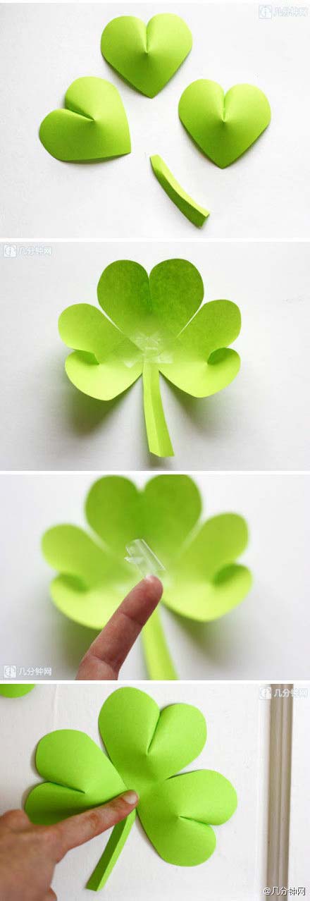 DIY Easy Paper Clover Ornament #stpatrick #diy #decor #decorations #decorhomeideas