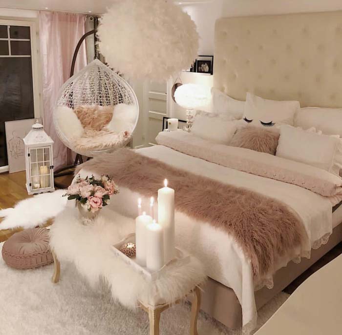 Fur All Around For Glamourous Bedroom Finish #women #bedroom #feminine #decor #decorhomeideas