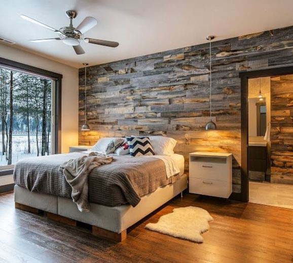 Pendants And Laminate On Bedroom Wall #women #bedroom #feminine #decor #decorhomeideas