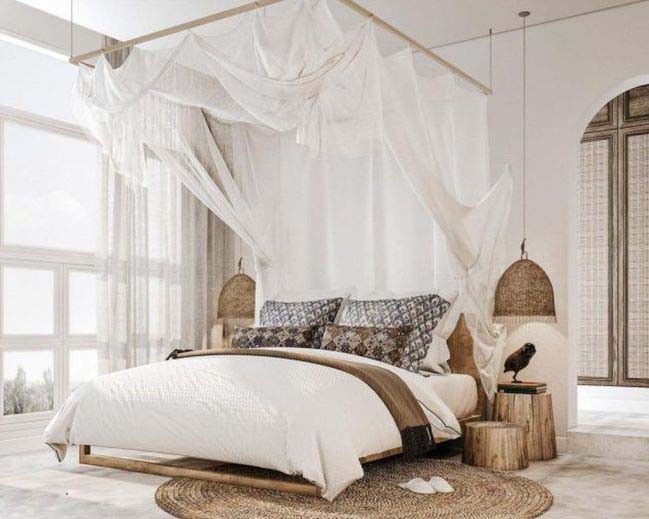 Womens' Bedroom With White Canopy Idea #women #bedroom #feminine #decor #decorhomeideas