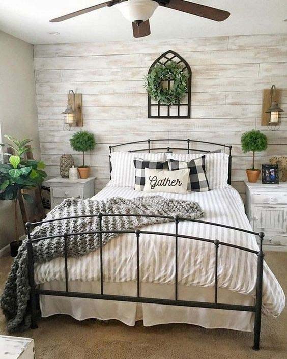 Natural Look Idea Via White Wood Wall In Bedroom #women #bedroom #feminine #decor #decorhomeideas