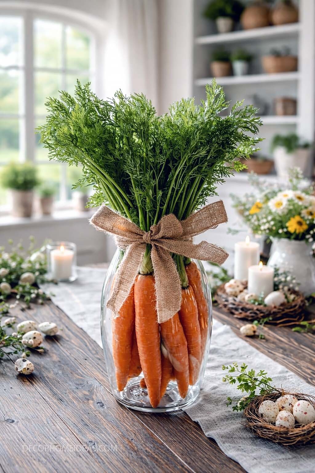 Rustic Carrot Bouquet Centerpiece for a Cozy Spring Table