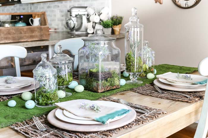 Apothecary Jar Terrarium Easter Centerpiece #easter #diy #centerpiece #decorhomeideas