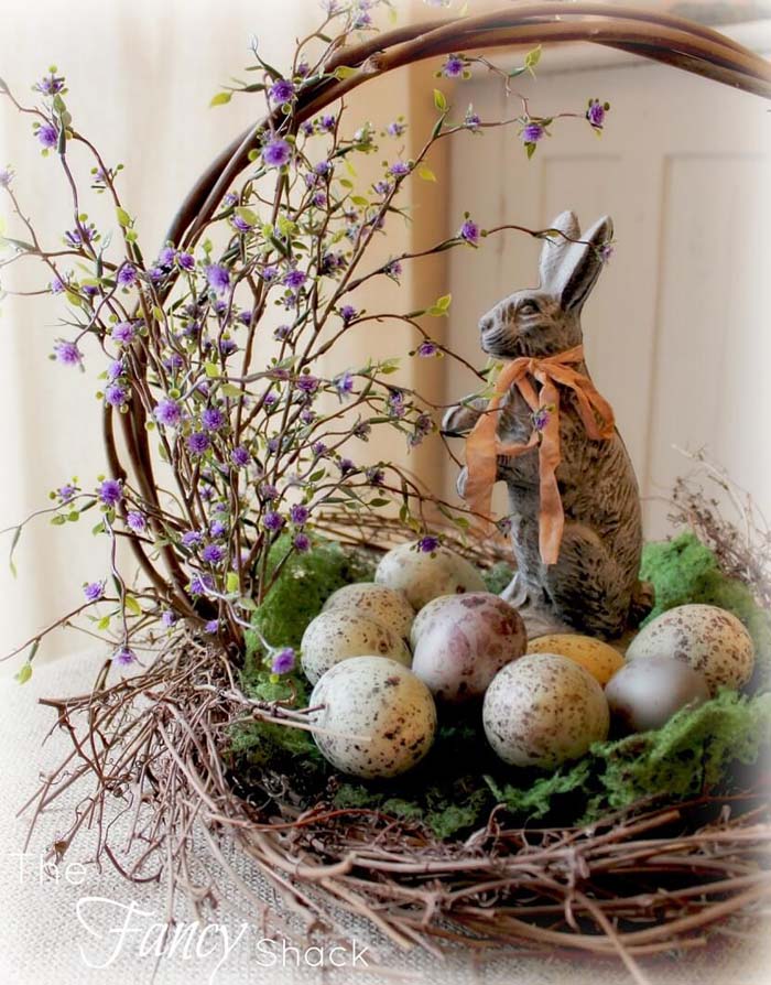 Basket with Speckled Eggs #easter #diy #rustic #decor #decorhomeideas