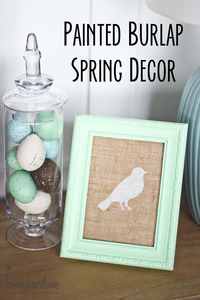 Bird Burlap Art #easter #diy #cheap #decor #decorhomeideas