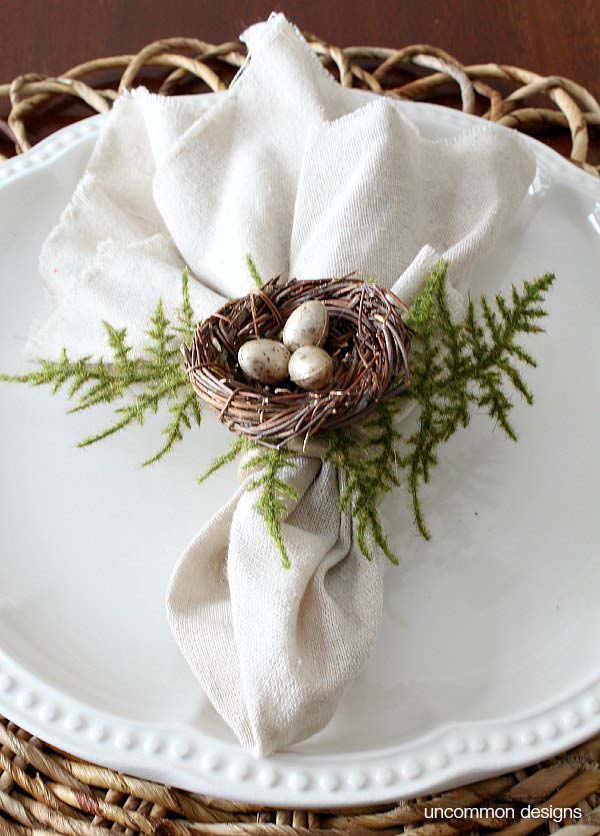 Birds Nest Napkin Ring #easter #diy #rustic #decor #decorhomeideas