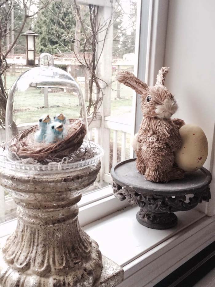 Bird's Nest On Pedestal #easter #diy #rustic #decor #decorhomeideas