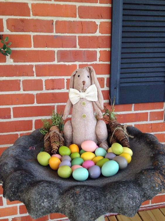 Bunny Bath Easter Porch Decor #easter #diy #porch #decor #decorhomeideas