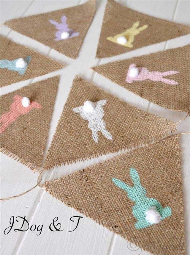 Bunny Burlap Bunting #easter #diy #cheap #decor #decorhomeideas