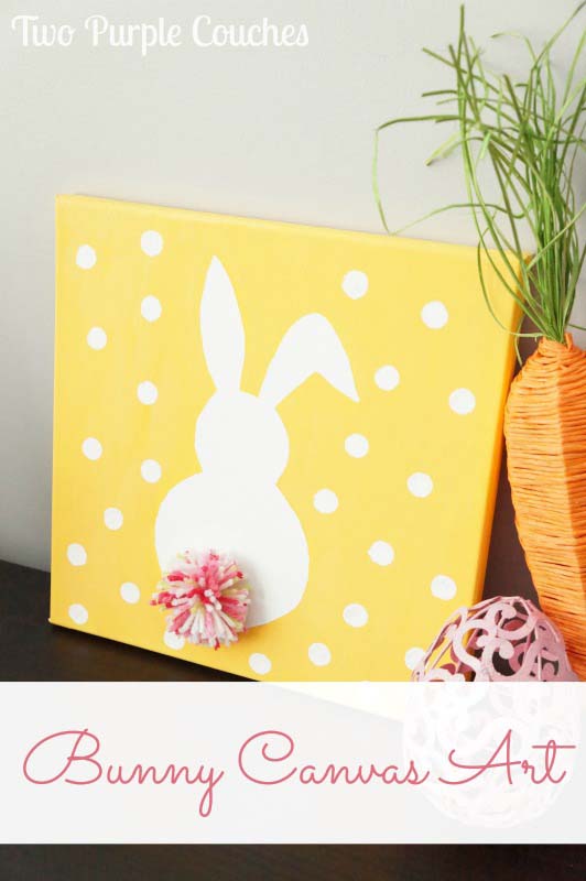 Bunny Canvas Art Two Purple Couches #easter #diy #cheap #decor #decorhomeideas