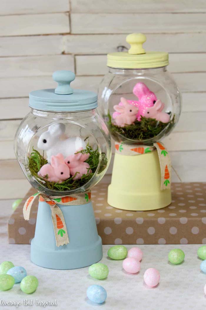 Bunny Gumball Machines #easter #diy #dollarstore #crafts #decorhomeideas