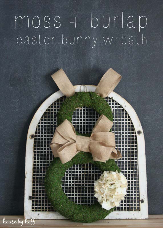 Burlap and Moss Easter Bunny Wreath #easter #diy #porch #decor #decorhomeideas