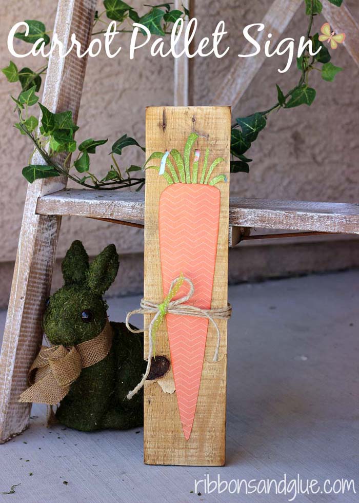 Carrot Pallet Sign #easter #diy #porch #decor #decorhomeideas