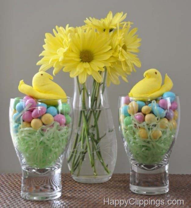 Chicks Candy Centerpiece #easter #diy #cheap #decor #decorhomeideas