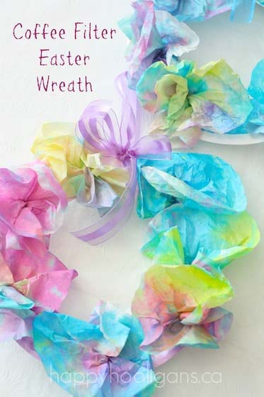 Coffee Filter Easter Wreath #easter #diy #dollarstore #crafts #kids  #decorhomeideas