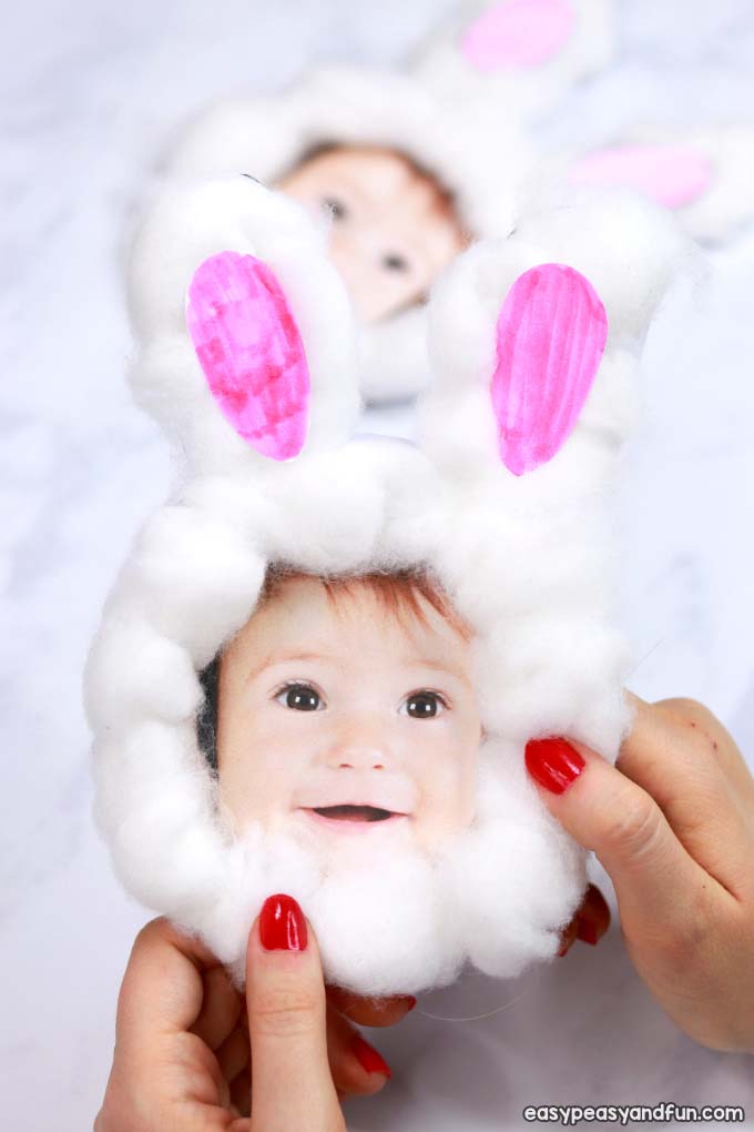 Cotton Ball Bunny Craft #easter #diy #dollarstore #crafts #kids  #decorhomeideas