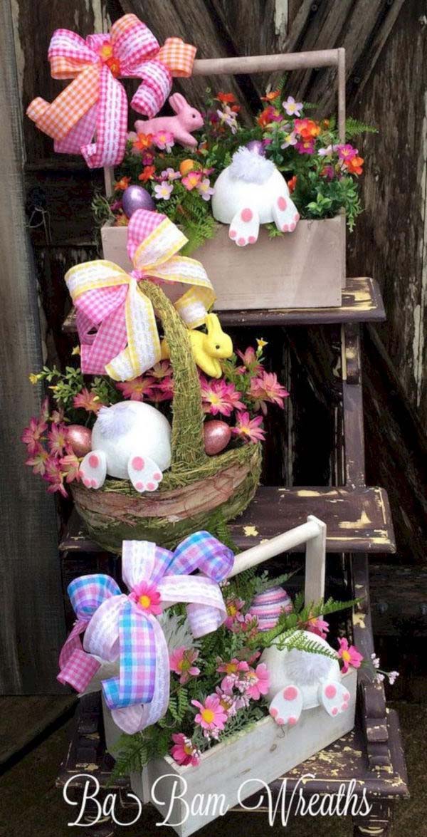 Cute Bunnies Easter Decor #easter #diy #porch #decor #decorhomeideas