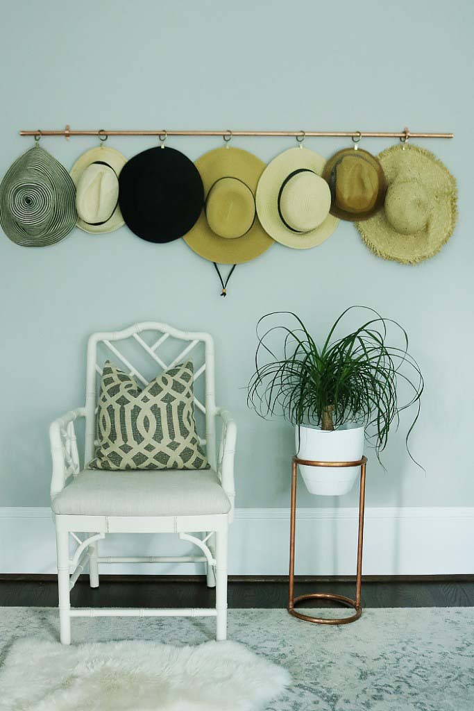 DIY Copper Hat Rack #hatrack #diy #organizer #decorhomeideas