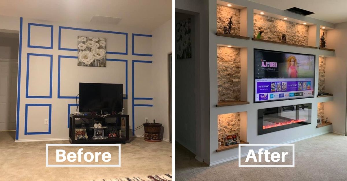 DIY Drywall Project Tv And Fireplace