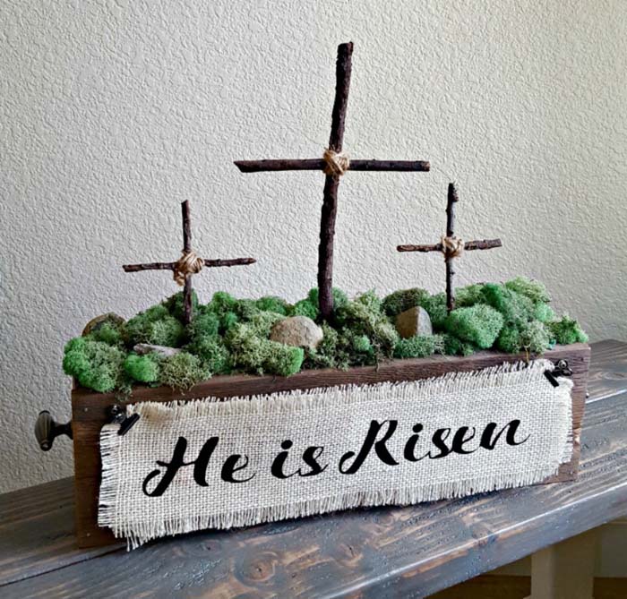 DIY Easter Cross Decoration #easter #diy #wood #crafts #decorhomeideas