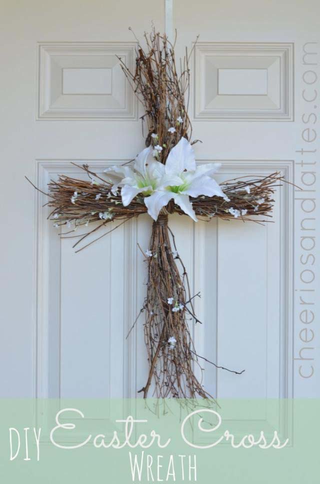 DIY Easter Cross Wreath #easter #diy #rustic #decor #decorhomeideas
