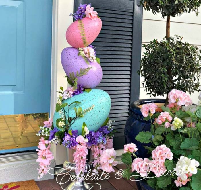 DIY Easter Egg Topiary #easter #diy #porch #decor #decorhomeideas