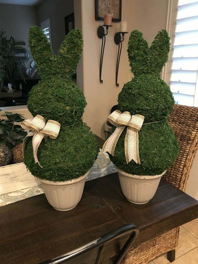 DIY Moss Bunny Topiary #easter #diy #porch #decor #decorhomeideas