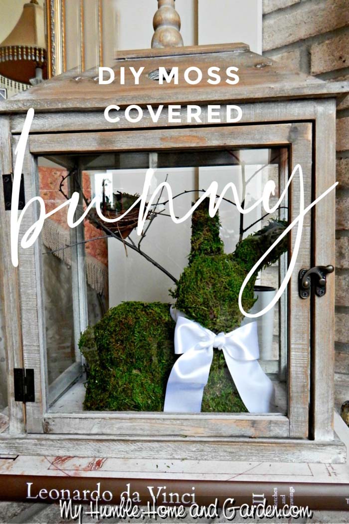 DIY Moss Covered Bunny #easter #diy #porch #decor #decorhomeideas