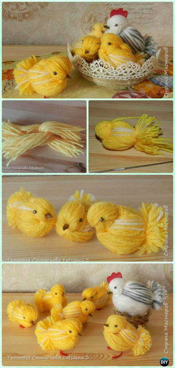 DIY Yarn Chicks #easter #diy #dollarstore #crafts #decorhomeideas