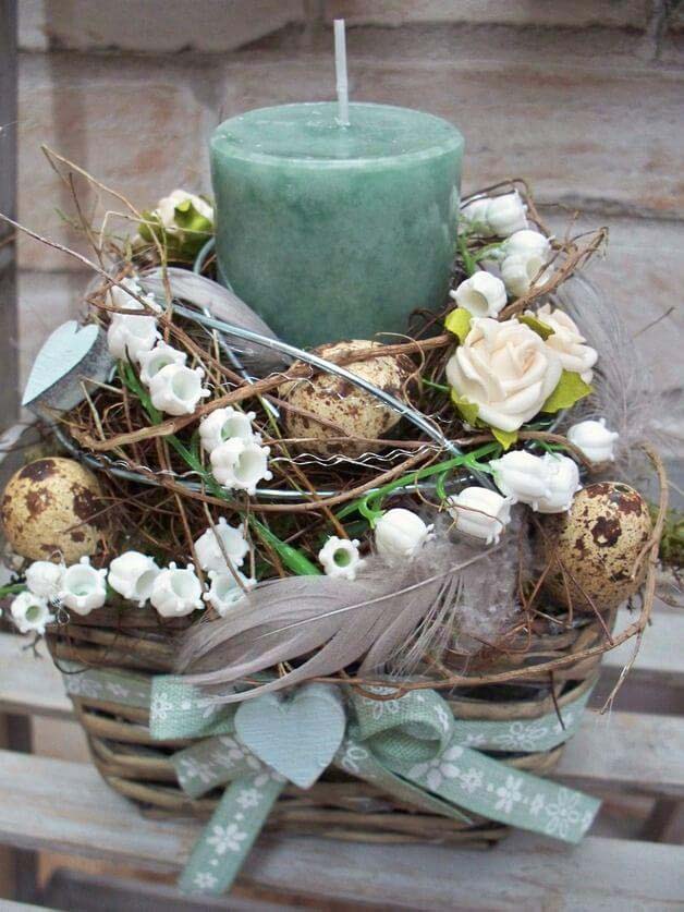 Easter Basket With Candle #easter #diy #rustic #decor #decorhomeideas