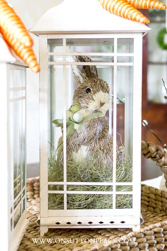 Easter Bunny In Lantern #easter #diy #centerpiece #decorhomeideas