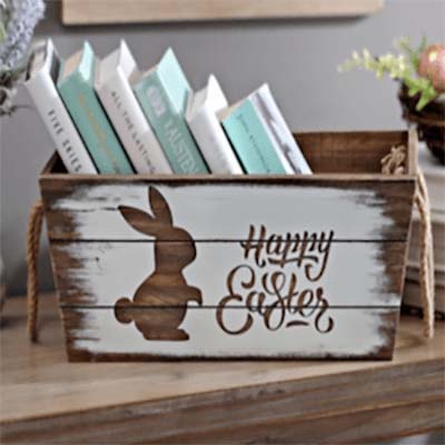 Easter Bunny Wood Crate #easter #diy #rustic #decor #decorhomeideas