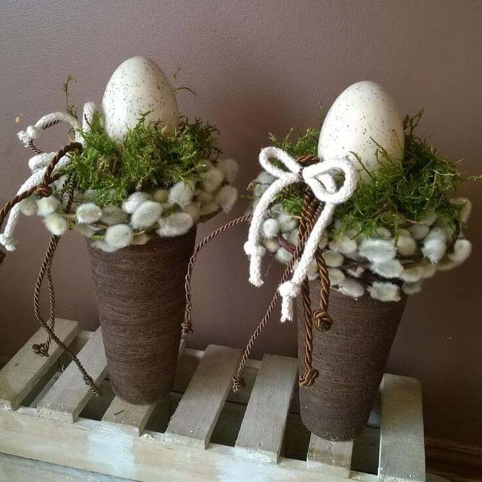 Easter Egg Nest in a Vase #easter #diy #rustic #decor #decorhomeideas