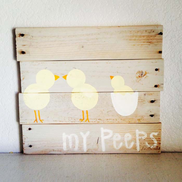 Easter Peep Pallet Sign #easter #diy #wood #crafts #decorhomeideas