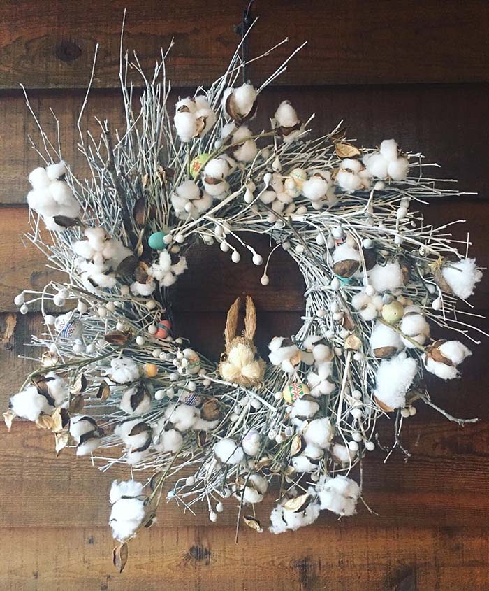 Easter Wreath Cotton Bunny #easter #diy #porch #decor #decorhomeideas