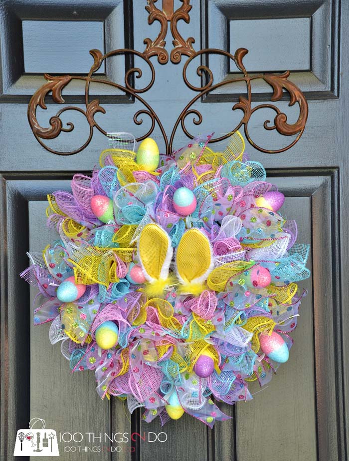 Easy Dollar Tree Wreath #easter #diy #porch #decor #decorhomeideas