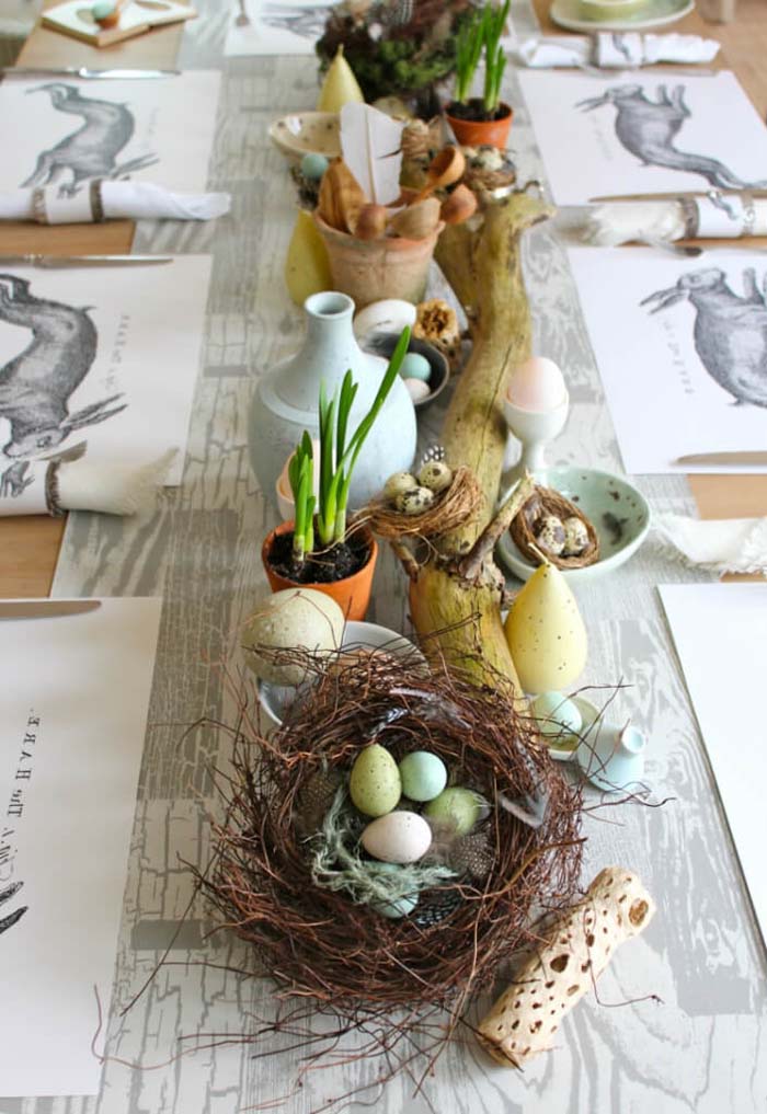 Egg Nest Table Runner #easter #diy #rustic #decor #decorhomeideas