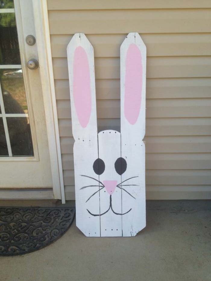 Fence Picket Bunny #easter #diy #porch #decor #decorhomeideas