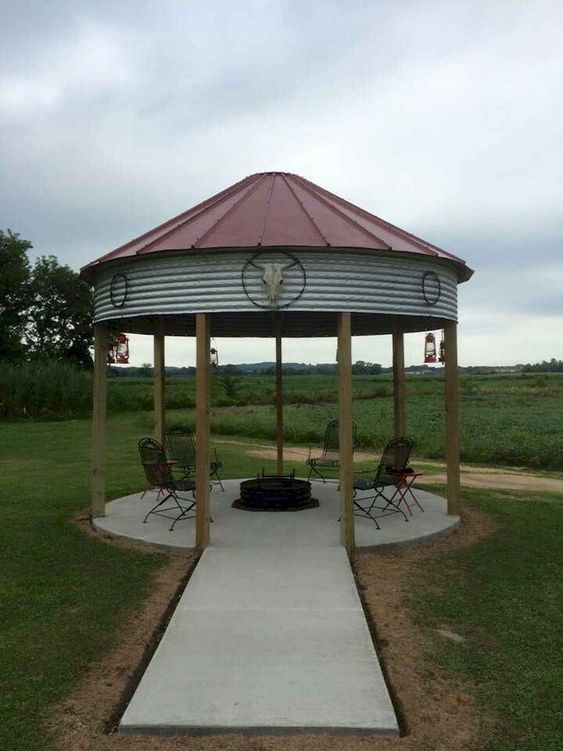 Fire Pit Grain Silo Gazebo